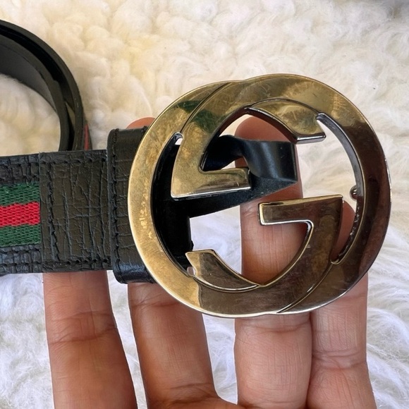 Gucci Sherry Line Belt with Iconic Silver GG Buckle Size 80/32 - Picture 3 of 8